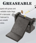 Heavy Duty Trailer Hinges With Grease Zerk For Dump Truck Gates And BBQ Smokers 4 Pack Pig Iron Construction showing grease application