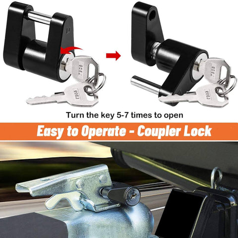 Trailer Hitch Lock Set For Two Inch And Two And One Half Inch Class Three And Four Receivers With Five Eighth Inch Dogbone Pin