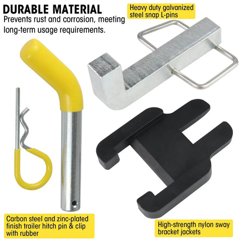 Heavy Duty Snap L Pin And Sway Bracket Jacket Kit For 2-In Receiver Hitches, Trailer Hitch Pin And Clip Set, 5 Pieces