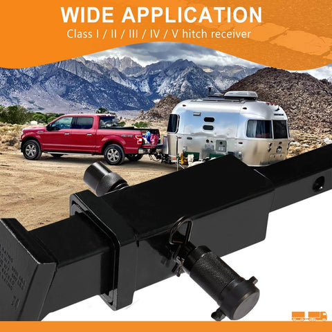 Trailer Hitch Pin Lock Set For 1/2 Inch And 5/8 Inch Pins With Dual Locking System, 4 Inch Span, Includes 3/4 Inch Adapter