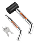 Dual Pin Trailer Hitch Lock With Anti Theft Design For One Quarter Inch Two Inch And Two And A Half Inch Receivers Featuring One Half Inch And Five Eighths Inch Diameter Pins With Three Inch And Three And A Half Inch Reach Fits Class I Through V Hitch showing dual pins and keys
