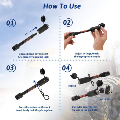 "How to use Trailer Hitch Lock With Five Eighth Inch Pin And Three And A Half Inch Long Pin, Double Safety Lock for installation"