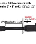 Keyed Alike Five Eighth Inch Trailer Hitch Lock Set With Extra Long Three And A Quarter Inch Span Double Safety Receiver Pin