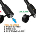 Heavy Duty Trailer Hitch Lock Pin For Class I Through IV Hitches With One Half Inch Pin Diameter And Five Eighth Inch Sleeve showing locked and unlocked states