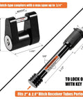 Trailer Hitch Lock Set For Two Inch And Two And One Half Inch Class Three And Four Receivers With Five Eighth Inch Dogbone Pin