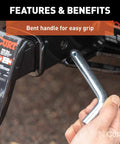 Five Eighths Inch Trailer Hitch Pin And Clip With Easy Grip 105 Degree Bend Fits Two Inch Or Two And A Half Inch Receiver Hitches Zinc Plated For Heavy Duty Towing Class Three Four Five Compatible Durable And Secure installed in receiver