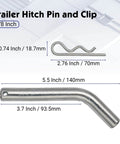 4 Pack Five Eighths Inch Trailer Hitch Pins With Safety Clips, Heavy Duty Alloy Steel Tow Hitch Pin For Two Inch Or Two And A Half Inch Receivers, Built To Last And Ready To Tow, Durable Locking Pin For Trailers, Trucks, Campers And Tow Vehicles dimensions