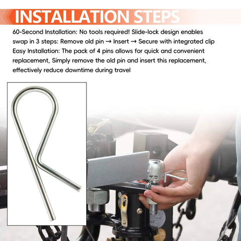 Sway Control Replacement Pin for Trailer Hitches and Travel Trailers, 5/32 Inch by 2-7/8 Inch installed on a hitch