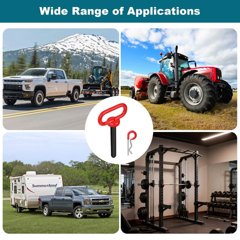 5/8 Inch Trailer Tow Hitch Pin Clip Kit With 4 R Clips, Rubber Coated Handle For Easy Grip, suitable for trailers, tractors
