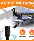 Weather-resistant trailer hitch pin lock set with dual locking system, anti-rattle O rings, and universal fit for Class I-V hitches.