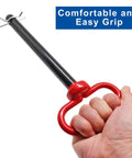 2-Pack Trailer Hitch Pins Five Eighths Inch By Six Inches With Red Handle Clip, Heavy Duty Steel Towing Pins for secure grip