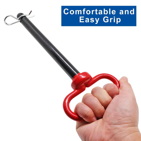 2-Pack Trailer Hitch Pins Five Eighths Inch By Six Inches With Red Handle Clip, Heavy Duty Steel Towing Pins for secure grip