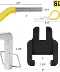 Heavy Duty Snap L Pin And Sway Bracket Jacket Kit for 2-In Receiver Hitches, 5 pieces shown separately with dimensions