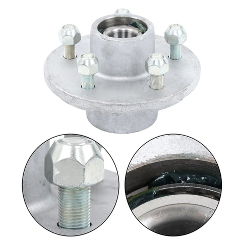 2 Pack Preassembled Galvanized Trailer Hub 5 Lug 4.5 Inch For 3500 Lb Spindle With Bearings And Seals Compatible With Spindle 84