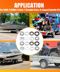 Visual application of Trailer Hub Bearing Kit For 1 Inch Spindle Trailers With D Type Axles BT9 EZ Lube L44643 and accessories.