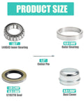 Diagram showing parts of 2 Set Fits for 1'' Axles Trailer Wheel Hub Bearings Kit, L44643/L44610,1.000" ID, with seals and cotter pin