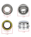 2 Set Trailer Wheel Hub Bearing Kit For 1-1/16 Inch Axles Includes L44649 ID 1.0625 Inch Bearings And L44610 OD 1.9800 Inch Bearings 12192TB ABEC-3 Seals With Dust Covers And Cotter Pins Featuring 4 L44649 Bearings 4 L44610 Bearings 2 Dust Covers And 2