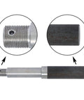 Steel BT8 spindle for Heavy Duty Eight Set Four On Four Trailer Hub Kit with threaded and plain ends visible.