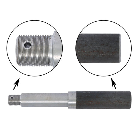 Steel BT8 spindle for Heavy Duty Eight Set Four On Four Trailer Hub Kit with threaded and plain ends visible.