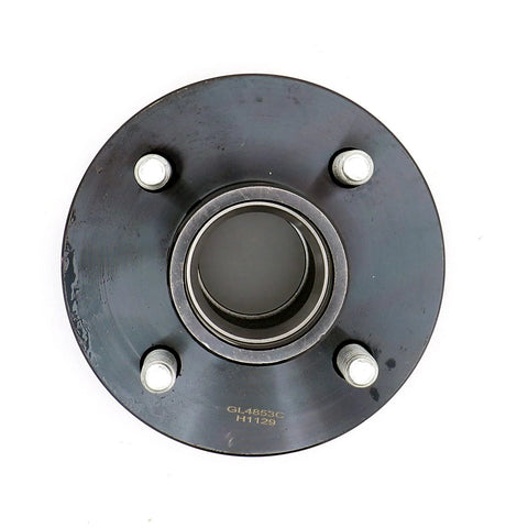 Top view of Trailer Hub Kit With Four Bolt Pattern And Four Inch Hub Assembly Including Square Shaft Straight Spindle And L44649 Inner And Outer Bearings With Seal Dust Cap Lug Nuts Castle Nut Washer Cotter Pin And All Hardware Set Of Two UCUT