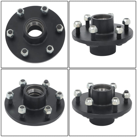 Durable 6-Lug 5.5 Inch Trailer Hub Kit For 3500 Lb Square 84 Spindle With Bearings And Seals RV Camper Trailer Replacement Hub High-Strength Construction For Long Life Includes Two Sets And Ready To Install Right Away.