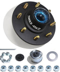 7000 Lb Trailer Hub Kit With 8 Lug 6.5 Inch Axle For 1.25 To 1.75 Inch 42 Tapered Spindle EZ Lube Pre Lubricated Bearings 25580 And 14125A 8 Stud Wheel Hub Assembly By Ozisens, showing components and hub assembly.