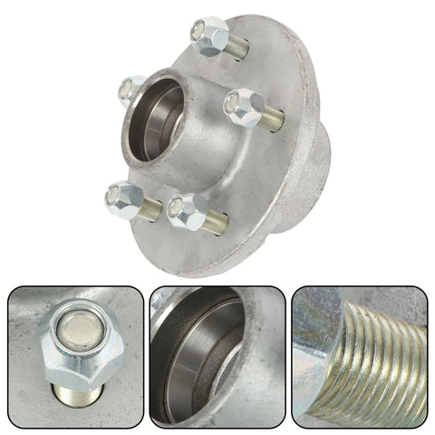 Heavy Duty Galvanized Trailer Hub Kit Replacement For Five On Four Point Five Inch Spindle 3500 Lbs with wheel bearing and dust cap
