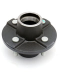 Trailer Hub Kit With Four Bolt Pattern And Four Inch Hub Assembly Including Square Shaft Straight Spindle And L44649 Inner And Outer Bearings With Seal Dust Cap Lug Nuts Castle Nut Washer Cotter Pin And All Hardware Set Of Two UCUT, front view