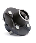 Front view of a Trailer Hub Kit With Four Bolt Pattern And Four Inch Hub Assembly Including Square Shaft Straight Spindle And L44649 Inner And Outer Bearings With Seal Dust Cap Lug Nuts Castle Nut Washer Cotter Pin And All Hardware Set Of Two UCUT.