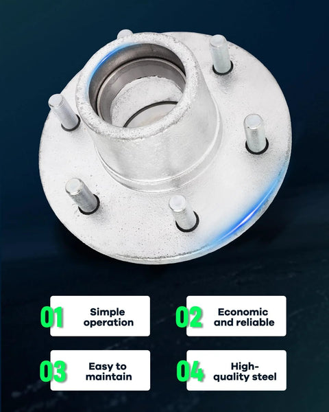 Boat Trailer Hub Kit With Hot Dip Galvanized Idler Hub And 6 Lug Bearing For 6000 Lbs, SCITOO Compatible, top view