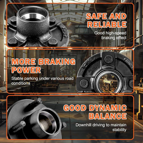 4 On 4 Inch Trailer Hub Kit For 2000 Lb Axles Fits 1 Inch Spindles Includes L44643 Bearings Dust Caps Rubber Plugs Grease Seals Two Hubs Bearing Set AuraWINS BT8 Compatible Cotter Pins Included displayed with safety and balance features