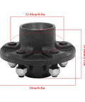 Front view of Trailer Hub Kit And Square Spindle Replacement For 5 On 4 5 Inch Axles Includes 8 25 Inch Spindle And 3500 Lb Capacity