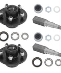 Trailer Hub Kit And Square Spindle Replacement For 5 On 4 5 Inch Axles Includes 8 25 Inch Spindle And 3500 Lb Capacity Bearing Kit Six Pieces Per Set L68149 And L44649 Compatible Heavy Duty GXYWADY parts displayed