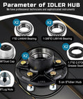 Durable 5 On 5 Inch Trailer Hub And Spindle Assembly Kit With Round 84 Axle Spindle And Bearings For 3500 Lbs Axles