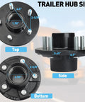 Heavy Duty Trailer Idler Hub Kit For 3500 Lb Trailers One Sixteenth To Three Eighths Inch Axles Five Lug Wheel Hub view with dimensions