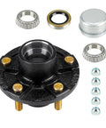 Trailer Idler Hub Kit 5 Bolt 4 Point 5 Inch Bolt Circle For One Inch To One And One Sixteenth Inch Spindles 5 Lug Boat Trailer Hubs With L44649 Bearing Kit Works With Dexter Al Ko Lippert Quality And Rockwell Axles shown with components