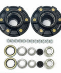 Set Of 2 Trailer Idler Hub Kits 6 On 5.5 Inch Bolt Pattern For 5200 To 6000 Lbs Axles With 2 Inner And 2 Outer Cone Bearings 2.25 X 3.371 Seals And EZ Lube Grease Caps Included Ideal For Replacing Worn Hubs On Utility Trailers components view
