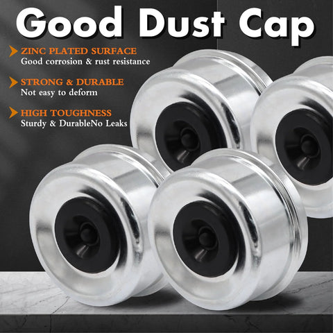 Galvanized dust caps for Two Pack Preassembled Trailer Idler Hub Kit Set For 3500 Pound Axles Five On Four Point Five Bolt Pattern L44649 L68149 Bearings