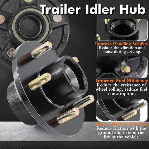 Two Pack Preassembled Trailer Idler Hub Kit Set For 3500 Pound Axles Five On Four Point Five Bolt Pattern L44649 And L68149 Bearings
