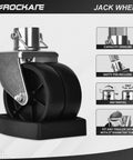 Dual 6 Inch Trailer Jack Wheel Swivel Caster Replacement With Rubber Wheel Chock, 2000 Lbs Capacity, Pin Included, side view