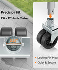 2,500 Lbs Dual 6 Inch Trailer Jack Swivel Caster With Upgraded Spoked Wheels And Reinforced Bracket Fits 2 Inch Jack Tubes