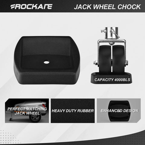 Dual 6 Inch Trailer Jack Wheel Swivel Caster Replacement With Rubber Wheel Chock, 2000 Lbs Capacity, Pin Included