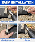 Step-by-step installation of 8 Pack Nylon Trailer Leaf Spring Bushings 722106 Replacement Kit for double eye springs on trailer.