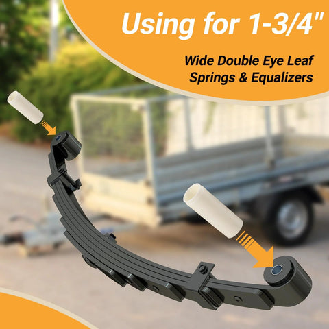 Nylon Trailer Leaf Spring Bushings 16 Pack 9 16 Inch ID To 1 3 4 Inch Length Replacement For Towing Trailers demonstration on leaf springs.