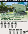 10 Pack 1/2-20 Trailer Lug Bolts 1-5/8 Inch Length for 5-Lug Hubs Zinc Plated Solid Steel Marine Grade displayed with boat