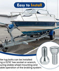 Secure 5-lug trailer wheels with these 1/2-20 x 1-5/8 inch zinc-plated lug bolts shown with utility boat trailer