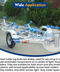Boat trailer with focus on secure 5-lug trailer wheels using 1/2-20 x 1-5/8 inch zinc-plated lug bolts, shown in use