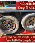 Rugged Five And A Half Inch Lift Trailer Ramp For Quick Tire Changes On Dual Axle Trailers, Engineered For Extra Traction