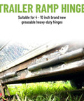 Ten Inch Weld On Trailer Ramp Hinge Heavy Duty Greasable Ramp Door Hinges Pack Of Four For Durable Gates installed on trailer
