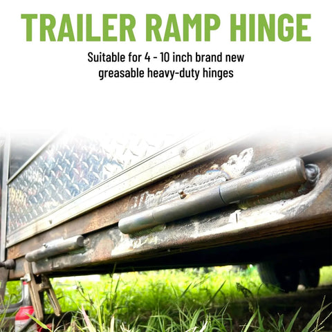 Ten Inch Weld On Trailer Ramp Hinge Heavy Duty Greasable Ramp Door Hinges Pack Of Four For Durable Gates installed on trailer